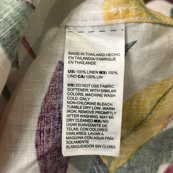 Chico’s No Iron Linen 3/4 Sleeve Floral Tropical Shirt Size 16 - Picture 13 of 15